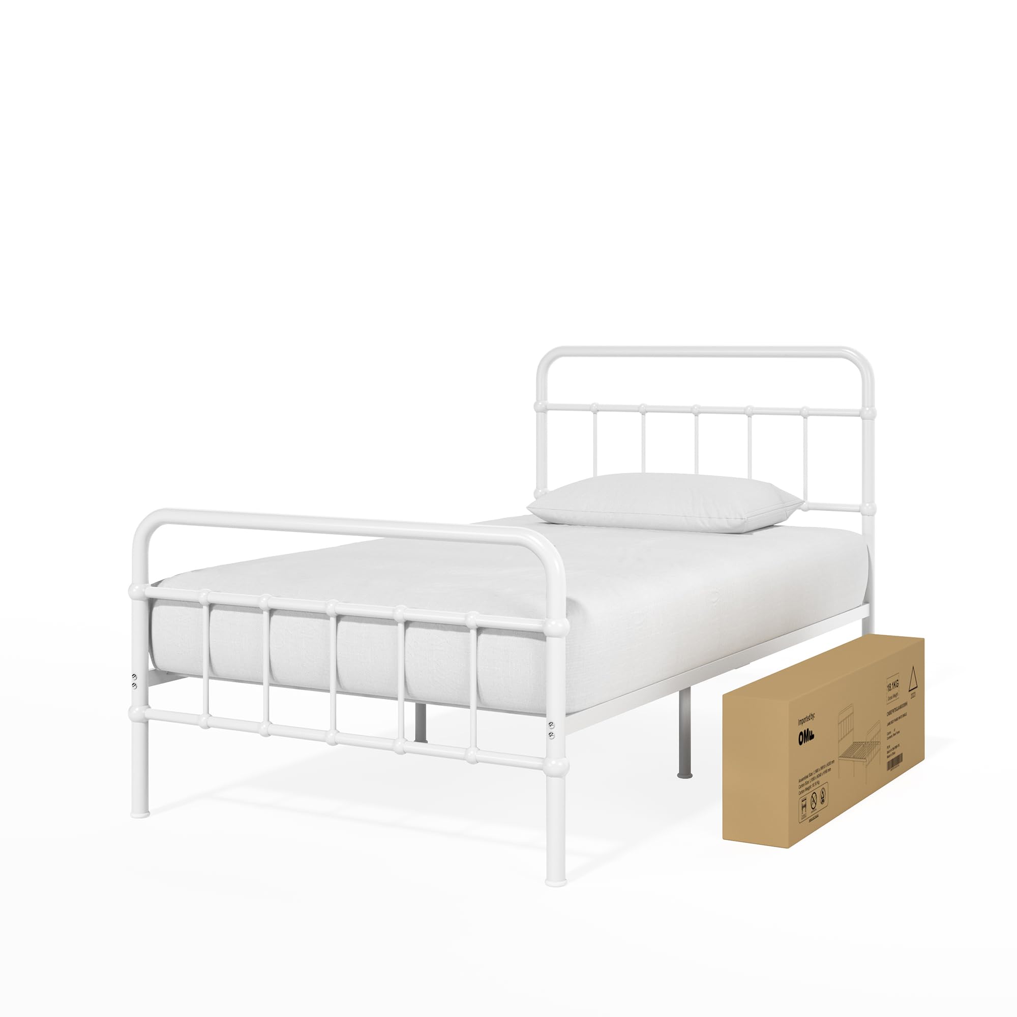 ZINUS Florence 3ft Single Bed Frame 90x190cm, Metal Platform Bed with Headboard and Footboard, Strong Steel Slat Support, Large Storage Space, Easy Assembly, Black