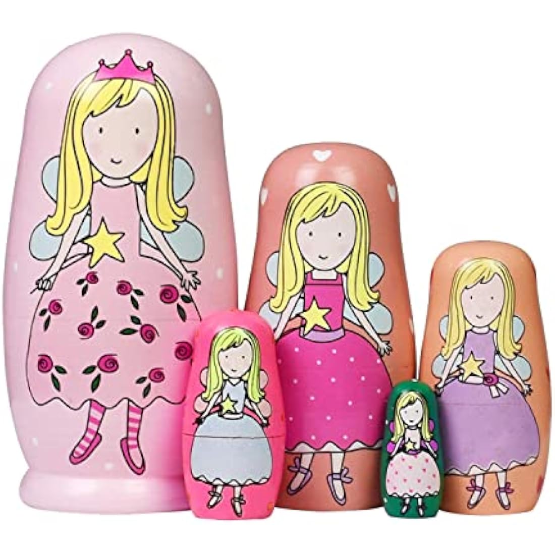 HYCLES Nesting Dolls for Kids for Kids Xmas Gifts Matryoshka for Boys Girls Wooden Toys Angel