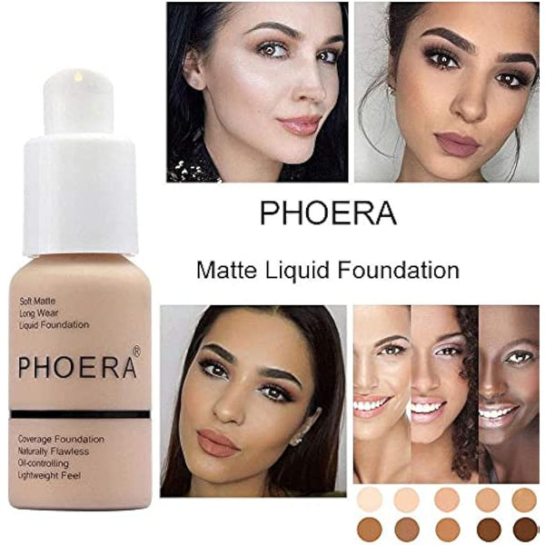 Aquapurity Phoera® Full Coverage Foundation Soft Matte Oil Control Concealer 30ml Long Lasting Flawless Cream Smooth (105 SAND)