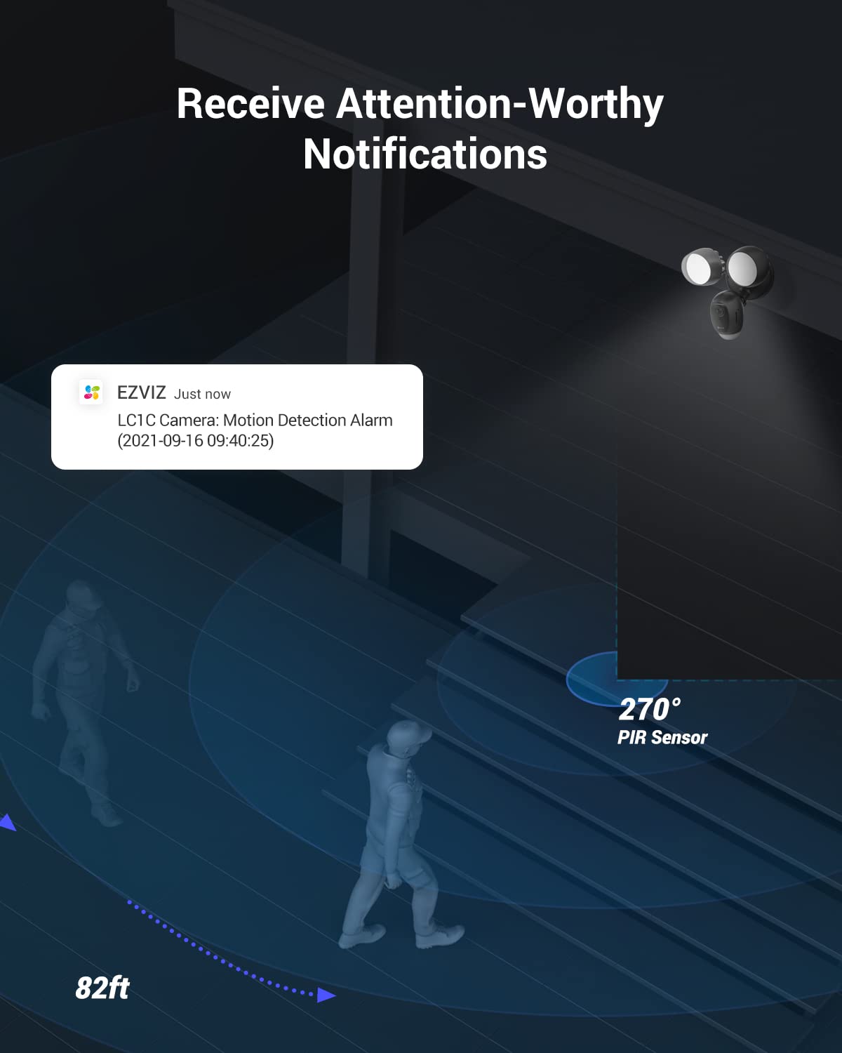 EZVIZ Wired Floodlight Security WiFi Camera Outdoor, Smart PIR Detection, FHD 1080P, 2000 Lumens, 25M Starlight Colour Night Vision, Weatherproof, Two-Way Talk, SD Card/Cloud Storage, Hardwired |LC1C