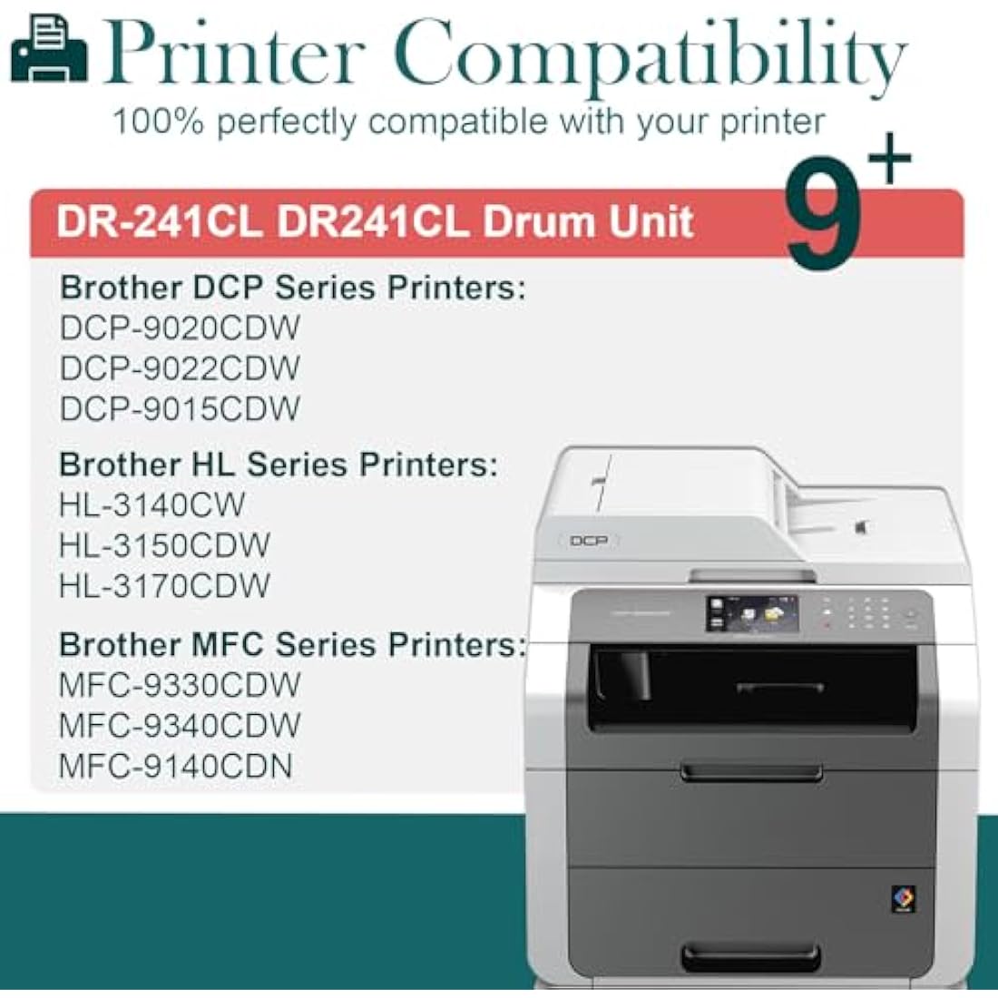 HenceBuy DR241CL Drum Unit Compatible for Brother DR-241CL DR241 for Brother DCP-9020CDW DCP-9015CDW HL-3140CW HL-3150CDW HL-3170CDW MFC-9330CDW MFC-9340CDW MFC-9140CDN (Black Cyan Magenta Yellow)
