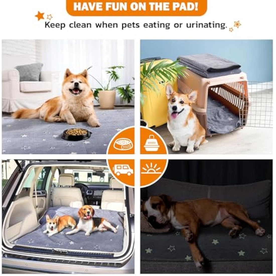 Washable Puppy Pads, 2 Packs Fast Absorption Reusable Puppy Pads, Dog Pee Pad, Waterproof Whelping Pads, Non-Slip Training Pads Pet Playpen Puppy Mat for Floor, Dog Crate -104x104cm