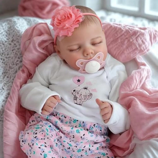 JIZHI Reborn-Baby Dolls 17 Inch Reborn Dolls Realistic Newborn Baby Dolls Soft Body Poseable Full Vinyl Body Girl Like a Lifelike Baby with Feeding Kit Gift Box for Kids