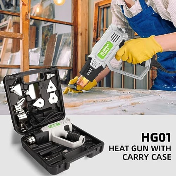 Heat Gun, Huepar Tools 2300W Professional Hot Air Gun 50℃-660℃ with Large Digital LCD Display Industrial Hot Air Gun Kit Variable Temp. Control, with 10 Accessories and Carry Case, Gift for Women, Men
