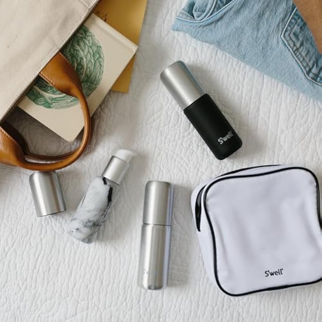 S'well 3.4oz Travel Bottle Set - Includes 3 Lightweight & Recyclable Aluminum Bottles - Leak-Proof Pumps are Suitable for a Range of Liquid Soaps, Lotions, Sanitizers & More - TSA Carry-On Approved