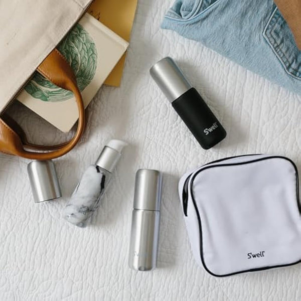 S'well 3.4oz Travel Bottle Set - Includes 3 Lightweight & Recyclable Aluminum Bottles - Leak-Proof Pumps are Suitable for a Range of Liquid Soaps, Lotions, Sanitizers & More - TSA Carry-On Approved