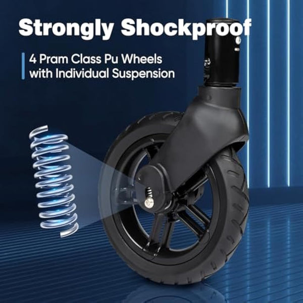 Sekey Kids Folding Handcart Wagon with Removable Canopy, Versatile Foldable Transport Trolley for Family Outings Including Shockproof PU Wheels, 220LBS(100KG) Weight Capacity, Push Handle, Black