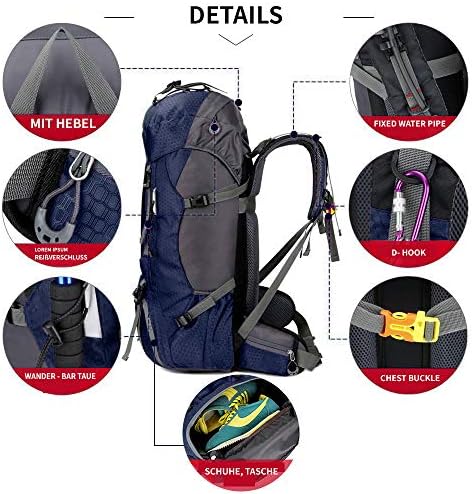 free knight 60L Waterproof Backpack, Ultralight Packable Climbing Fishing Travel Backpack Daypack, Handy Foldable Camping Outdoor Backpack Bag with Rain Cover