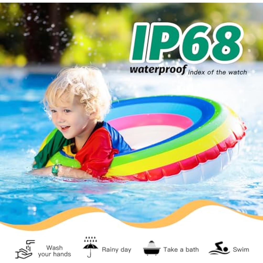 Kids Smart Watch for Boys,IP68 Waterproof Kids Fitness Tracker Watch with 1.5 Inch DIY Face,Heart Rate Sleep Monitor,19 Sport Modes,Calories Counter,Alarm Clock,Great Gifts for Children 6+ (Green)