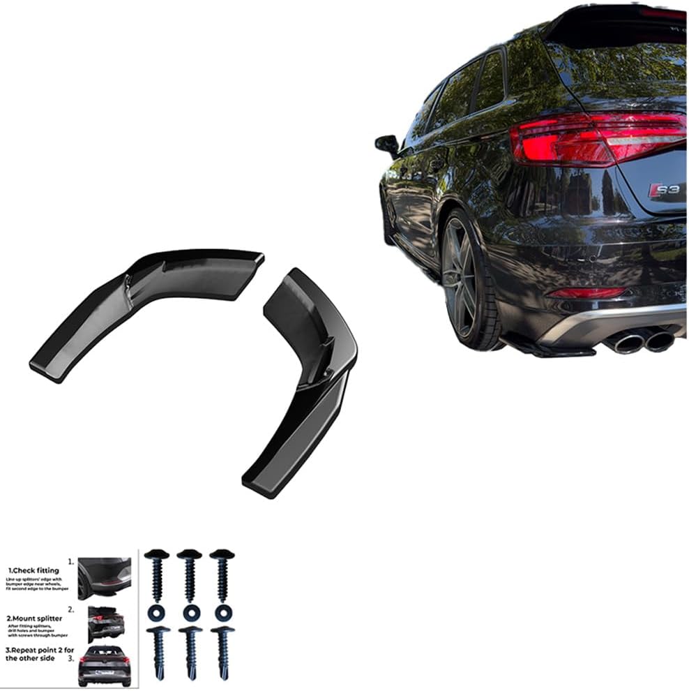 Oneway Rear Side Diffusors compatible with Audi S3 Sportback 8V Facelift 2016-2020 - Gloss black