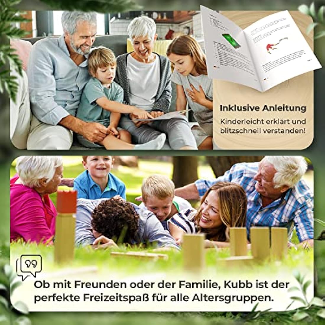 Liebholz® Original Kubb Viking Throwing Game [Test Winner] Includes Carry Bag & Game Instructions Swedish Chess Made of FSC Rubber Tree Wood - Robust XL Viking Game for Outdoor Use