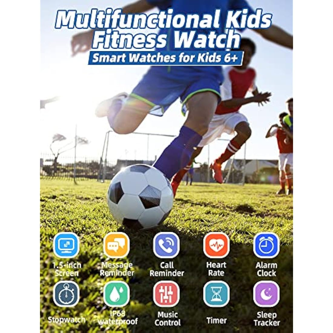 Slothcloud Kids Smart Watch for Boys Girls,IP68 Waterproof Fitness Activity Tracker Watch,Heart Rate Sleep Monitor,8 Sport Modes,Pedometers,Calories Counter,Alarm Clock,Kids Gifts Teens 5+ (Blue)