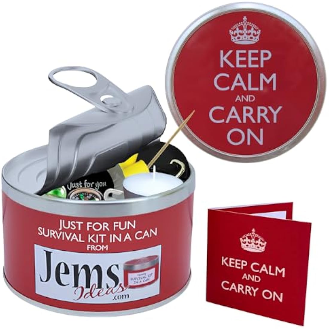 Keep Calm & Carry On Survival Kit In A Can. Humorous Funny Unique Birthday, Retirement, Christmas, New Year Novelty Present & Card Gift Set For A Teacher Mum Mate Son Daughter Parent Grandad
