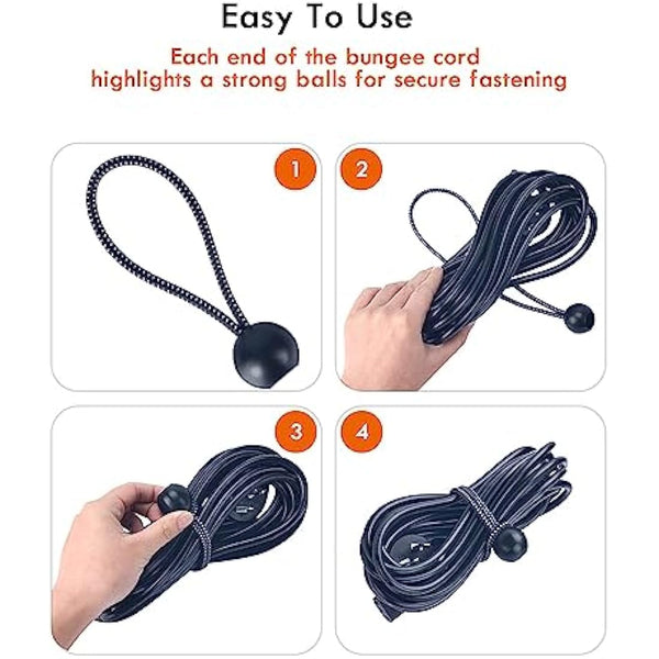 Gorffy Bungee Cord with Balls, 100pcs Tarpaulin Bungee Balls 5.9",Bungee Cord Ball Heavy Duty Bungee Strap Ties with Ball, Elastic Ties Bungee Tie for Tarpaulin, Camping Tarp, Luggage and Household
