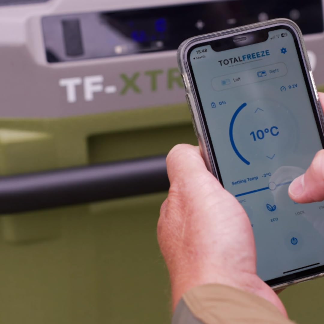 TF-XTREME Portable Refrigerator Fridge Freezer - 12V Electric Car Fridge Cooler for Camping - Motorhome Cool Box 24V Off-Grid Fishing Picnic Van Coolbox Green 50L