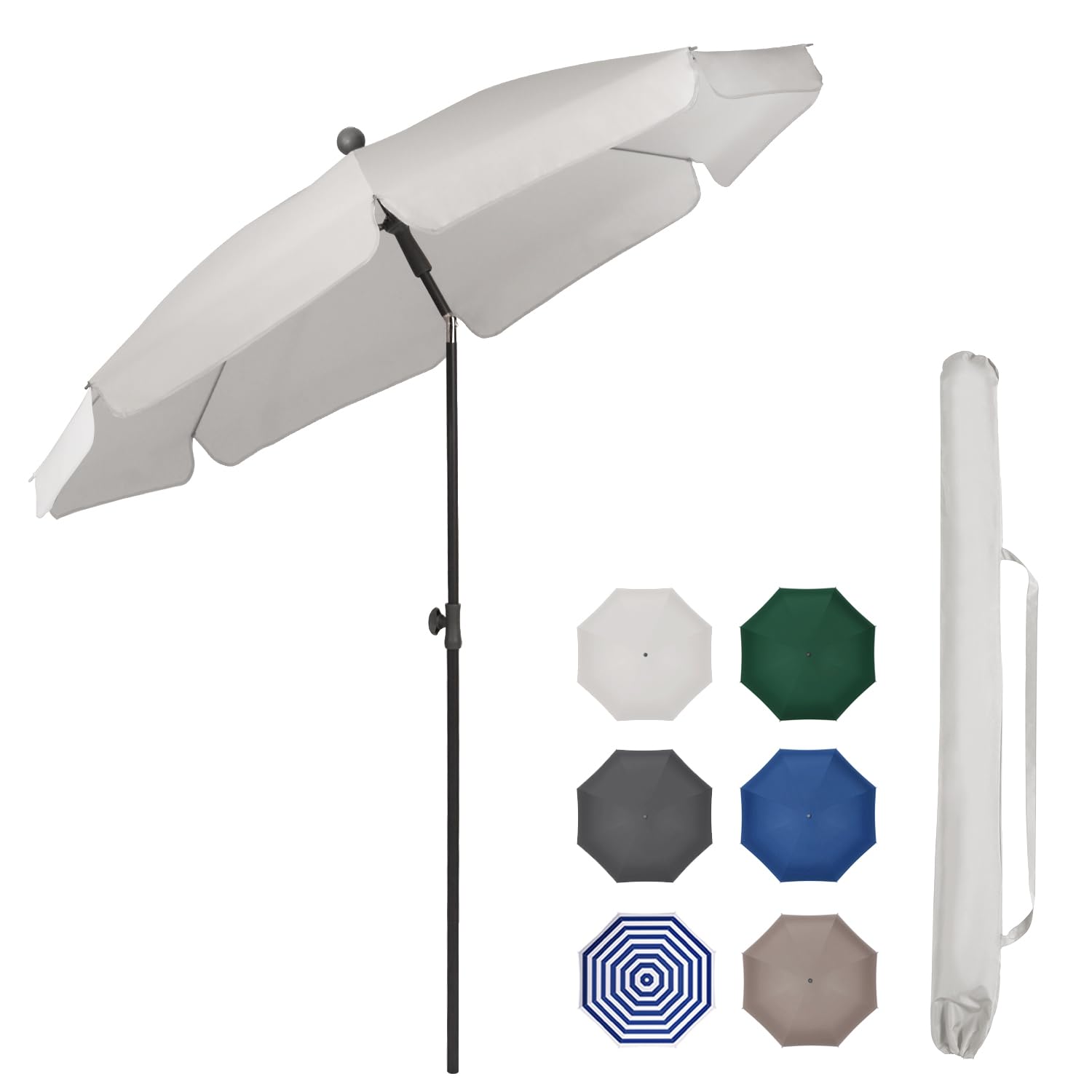 Sekey 2m Garden Parasol with Umbrella Cover - Adjustable and Portable Patio Umbrella for Beach, Garden, Pool, and Patio - UPF 50+ Sun Protection