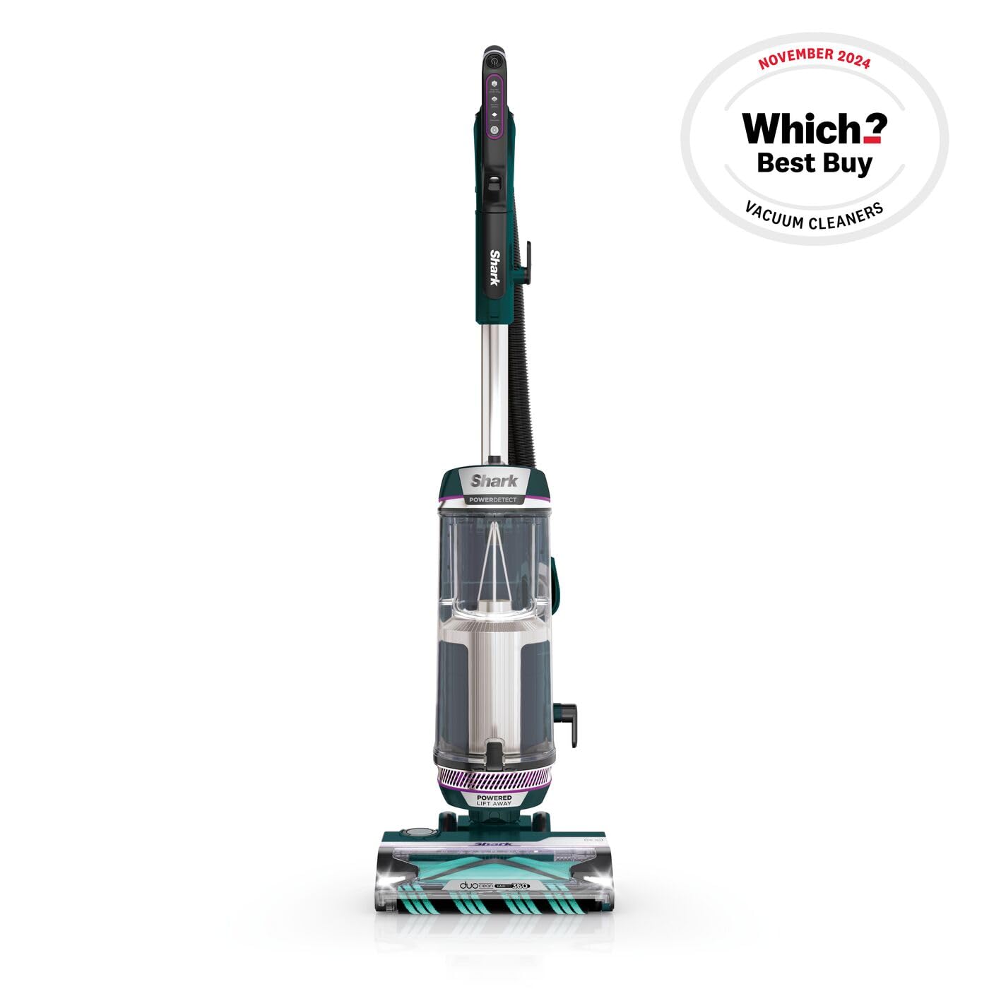 Shark PowerDetect Corded Upright Vacuum Cleaner, DuoClean Detect, Reverse Clean, Anti Hair Wrap Plus, Anti-Allergen, 8m Cord, 1.3L, Dusting Brush, Pet, Crevice, Multi Surface Tools & Bag, AZ3900UKTBK