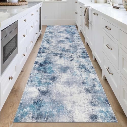 Homcomodar Abstract Hallway Rugs 80x300cm Modern Kitchen Rug Runner Washable Floor Carpet Runner Faux Woolen Throw Rugs bedroom Rug for Laundry