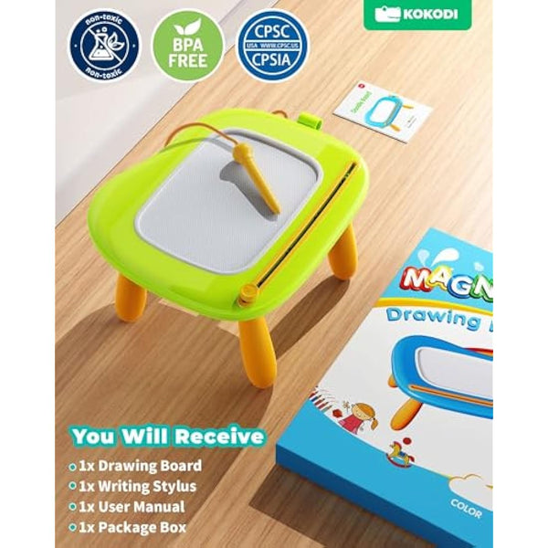 Kokodi Toddler Toys - Magnetic Drawing Board & Writing Tablet for Kids, Educational Learning Travel Toys for 1-3 Year Old Boys & Girls - Yellow