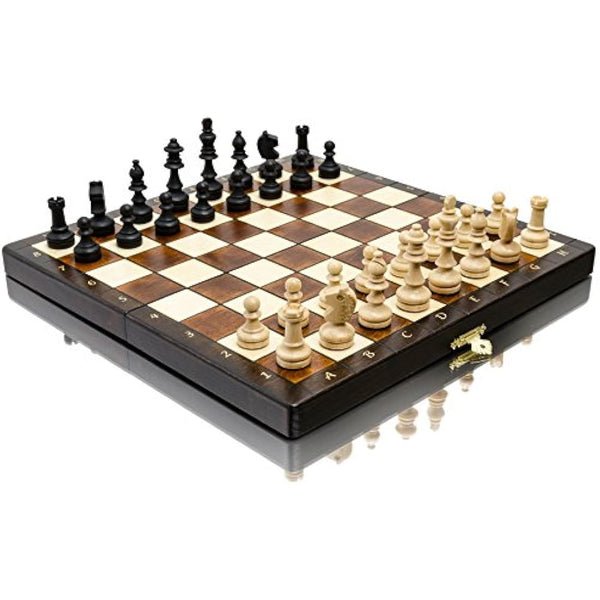 Master of Chess Magnetic Wooden Chess Set with Pieces 28 cm / 11 in - Handmade Foldable Travel Chess Set - Small Chess Set for Children and Adults