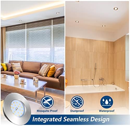 Allesgute 6X 5W LED Downlights for Ceiling Round IP44 Bathroom Down Light Ultra Slim Brushed Chrome LED Spotlights Warm White 240V, Cutout Ø60-68mm