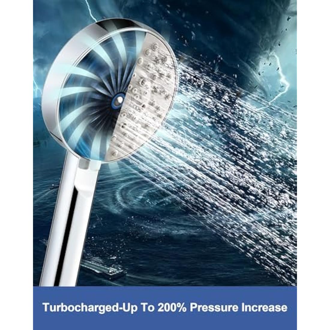 Shower Head and Hose 2M, Magichome Shower Head High Pressure with 5 Spray Modes, Turbocharged Design Power Showerhead for Low Water Pressure