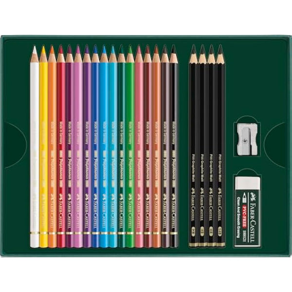 Faber-Castell Art & Graphic Polychromos Colour Pencil, Gift Set, Mixed Media Multicoloured, Polychromos Gift Set, For Art, Craft, Drawing, Sketching, Home, School, University, Colouring