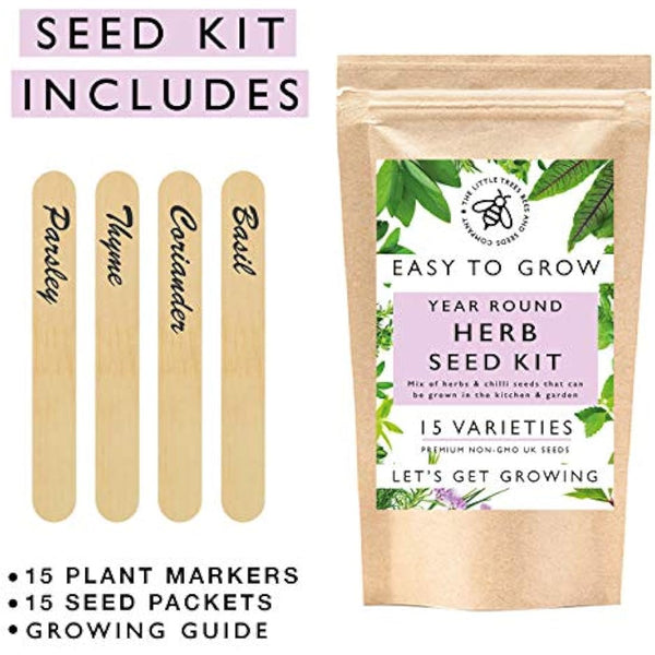 Herb Seeds for Gardening, 15 Seed Varieties Included in This Grow Your Own Herb Garden Pack, The Little Trees Bees & Seeds Company