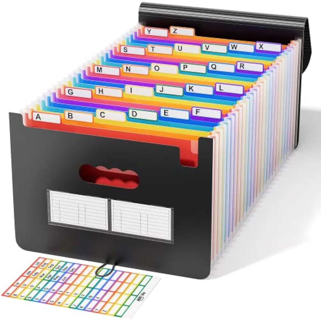 ABC life Expanding File Folder, 26 Pockets A4 Accordion File Organiser, Portable Rainbow Document Filing Box, Accordian Monthly Bill Receipt Paperwork Organiser Storage for Home/Office/School