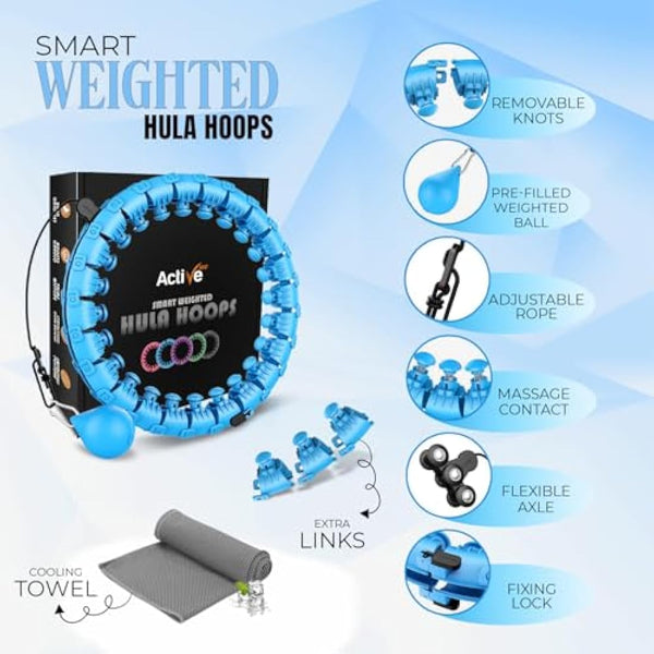 K-MART Smart Hula Ring Hoops, Weighted Hula Circle 24 Detachable Fitness Ring with 360 Degree Auto-Spinning Ball Gymnastics, Massage, Adult Fitness for Weight Loss