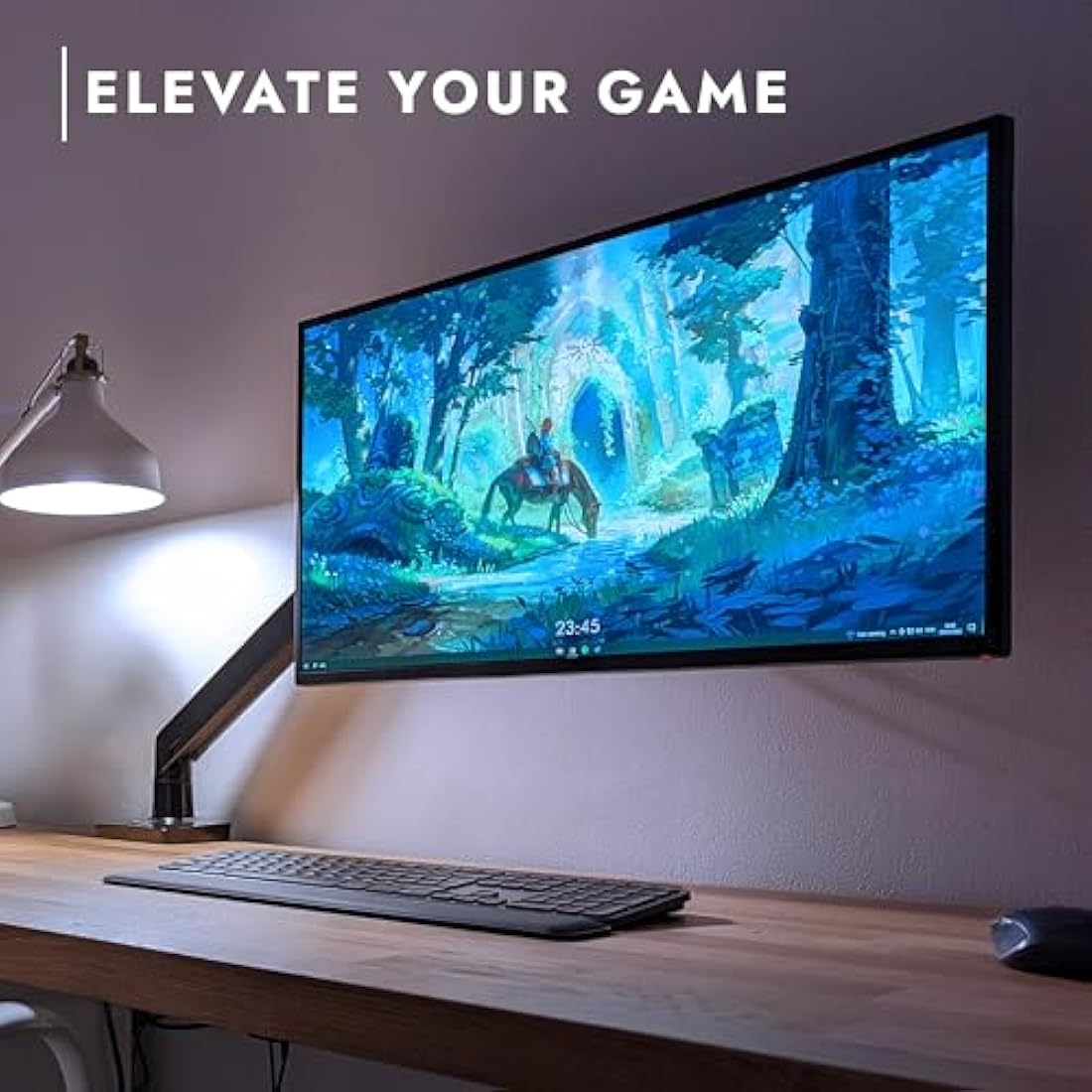 Invision Monitor Arm Bracket Mount for 24-40 Inch Screens VESA 75-100mm Ergonomic Height Adjustable Desktop Clamp Tilts Extends 2-15kg (MX450)