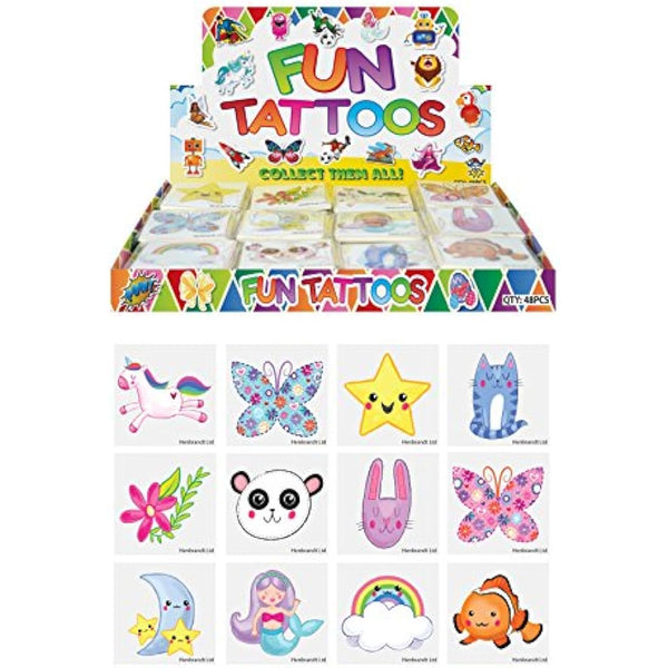 Henbrandt 24 x Cute Temporary Tattoos Children's Birthday Loot Party Bag Filler
