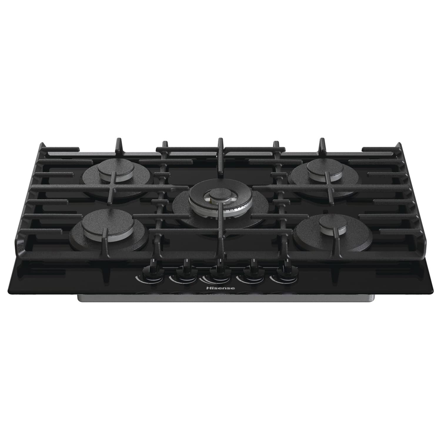 Hisense GM773XF 75cm 5 Burners Built-in Gas Hob with Easy Clean Surface, Wok Burner - Stainless steel