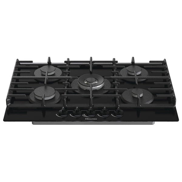 Hisense GM773XF 75cm 5 Burners Built-in Gas Hob with Easy Clean Surface, Wok Burner - Stainless steel