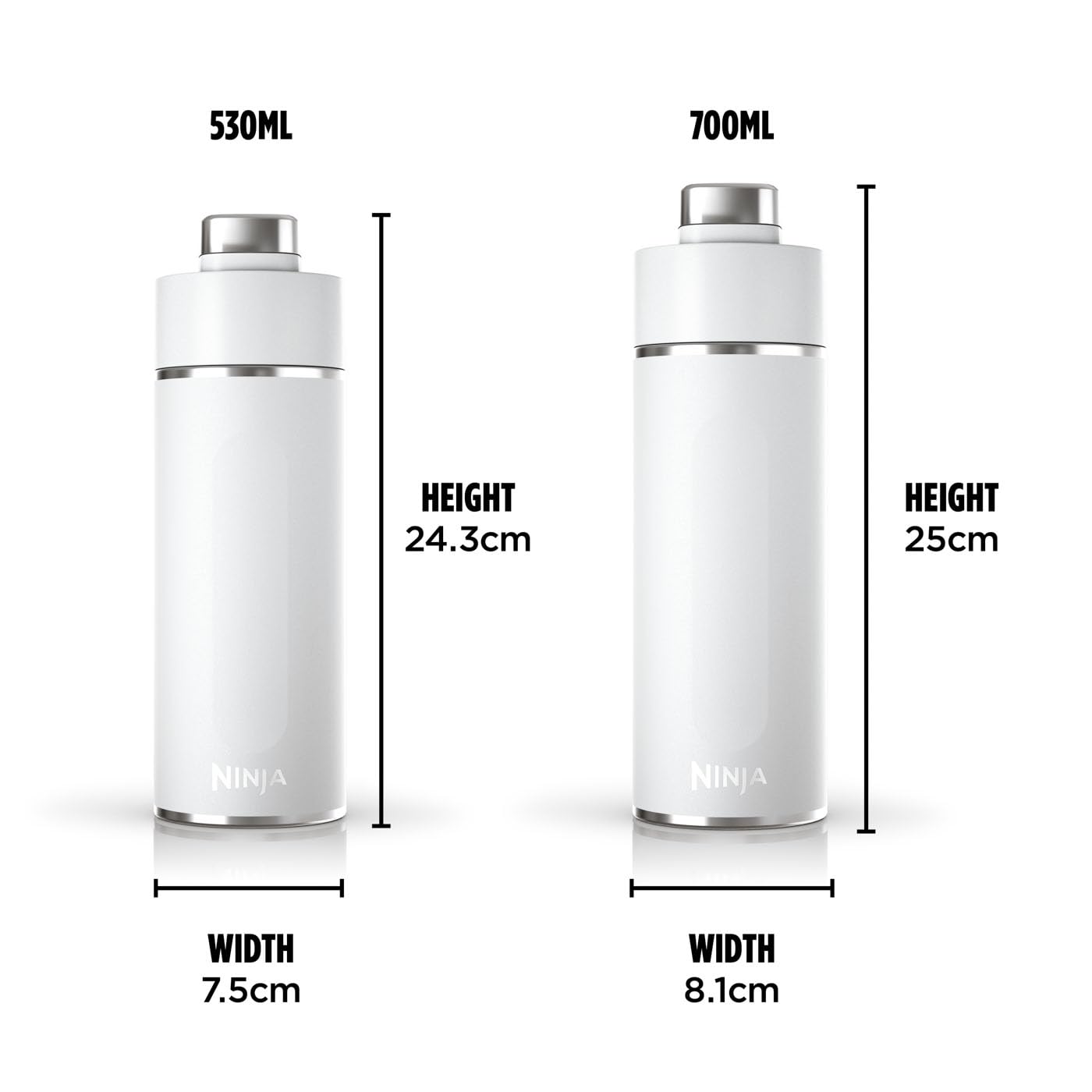 Ninja Thirsti Water Bottle and Flask 709 ML With Leak-Proof Lid, Designed For Carbonated, Hot & Cold Drinks, Ideal For Travel & Sports, Triple Insulated, Stainless Steel Bottle, Black, DW2401EUUKBK