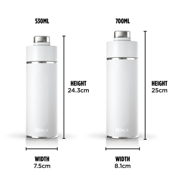 Ninja Thirsti Water Bottle and Flask 709 ML With Leak-Proof Lid, Designed For Carbonated, Hot & Cold Drinks, Ideal For Travel & Sports, Triple Insulated, Stainless Steel Bottle, Black, DW2401EUUKBK