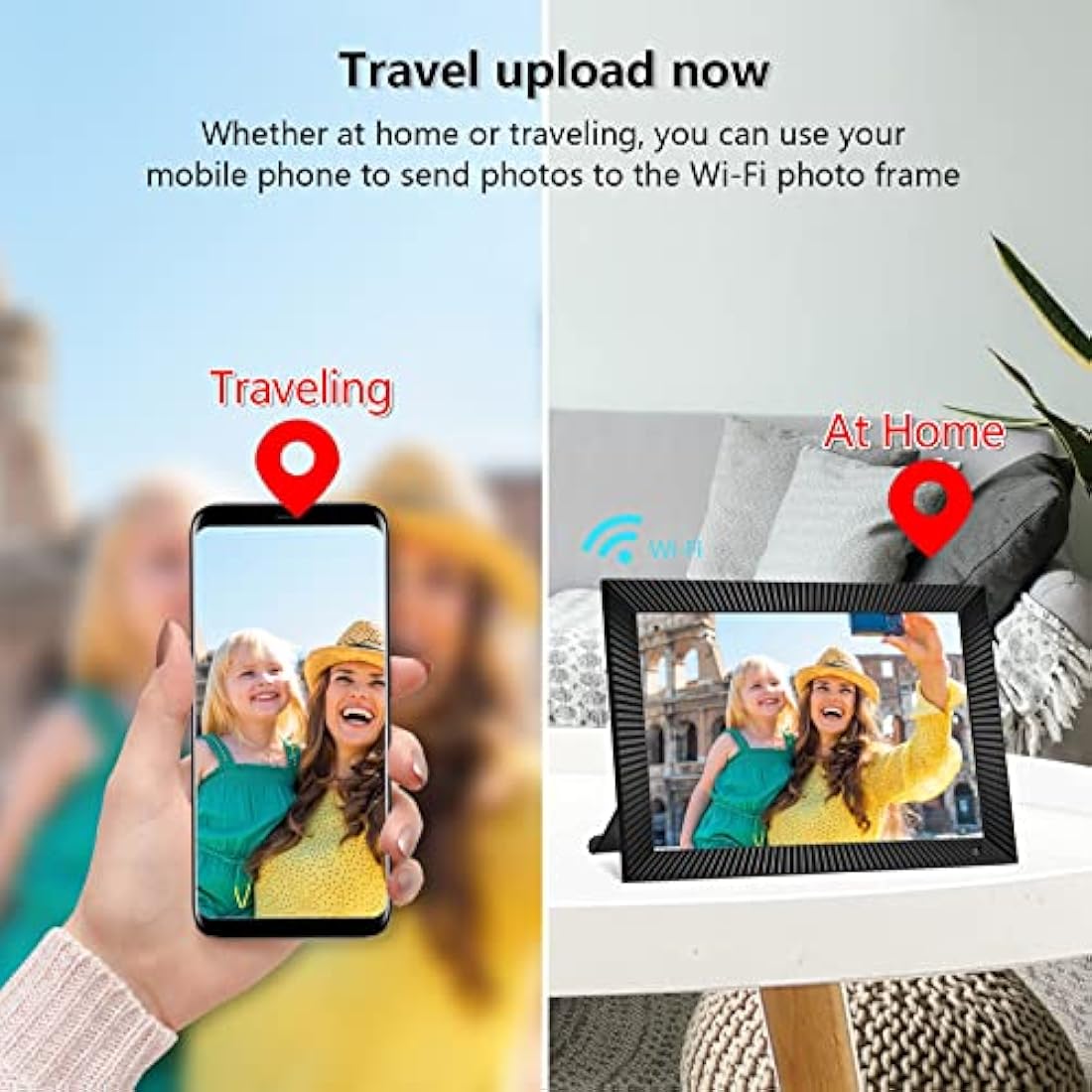 FRAMEO WiFi Digital Photo Frame 10.1 inch with 32GB Internal Storage Smart Digital Photo Frame with IPS Touch Screen 1280x800 Digital Picture Frame Share Photos or Videos Instantly via Frameo APP