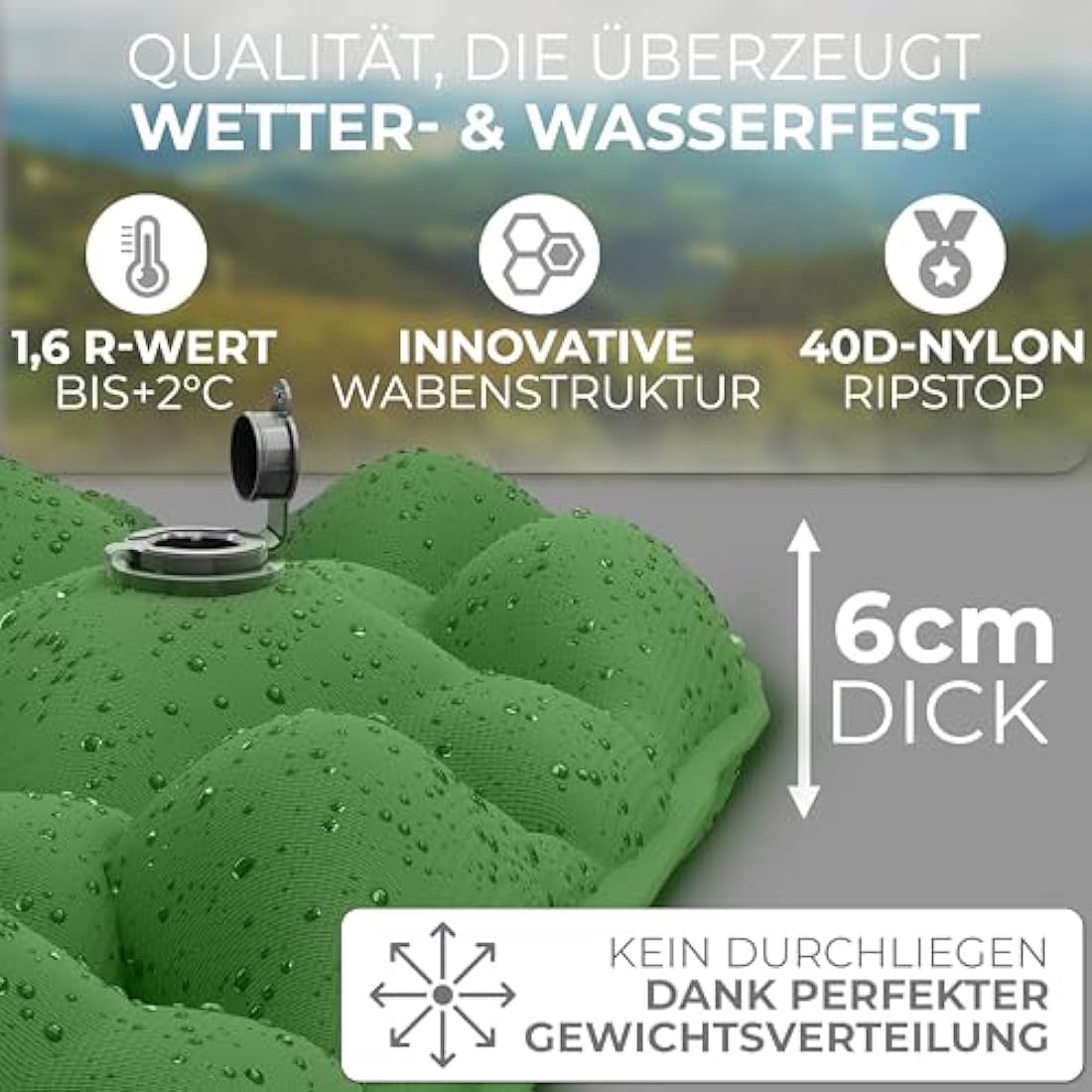 ALPENWERT Outdoor Sleeping Mat [Small Pack Size & Ultralight] Air Mattress Perfect for Camping, Hiking, Backpacking and Much More - Inflatable Sleeping Mat (Green)