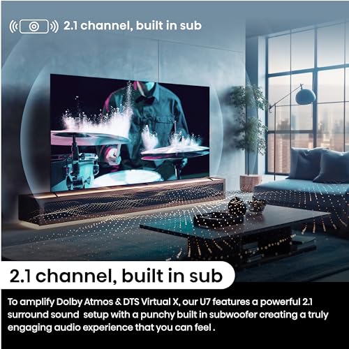 Hisense 55 Inch 4K Mini-LED TV 55U6NQTUK - Quantum Dot Colour, Dolby Vision Atmos, Hi-View Engine, FilmMaker Mode, Vidaa OS with Voice Control, Freely, Youtube, Netflix and Disney+ (2024 Model)