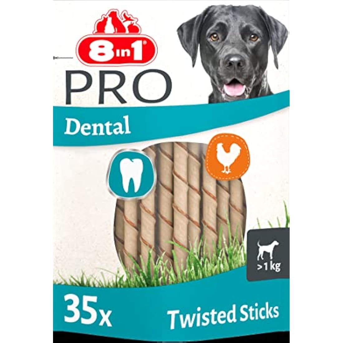 8in1 Pro Dental Twisted Sticks - healthy chew sticks for dogs for dental care, 35 pieces (pack of 1)