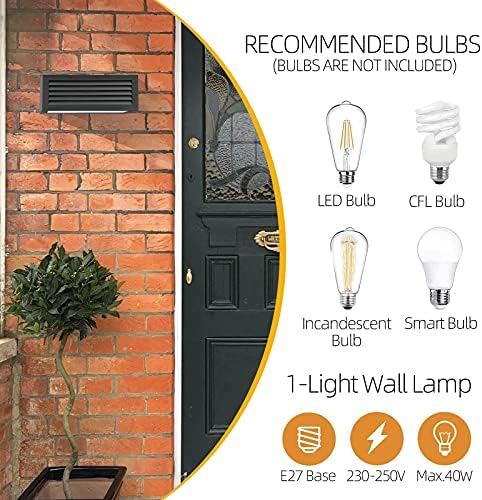 HLFVLITE Outdoor Wall Light, Aluminum Outside Wall Lamp Up & Down Modern Exterior Wall Sconce, IP54 Waterproof, Anthracite Grey