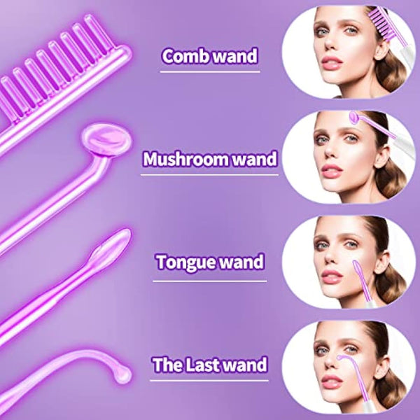 High Frequency Wand - UUPAS Portable Handheld High Frequency Facial Machine Skin Facial Wand with 4 Argon Tubes for Acne Firming Skin Rejuvenation Wrinkle Removal