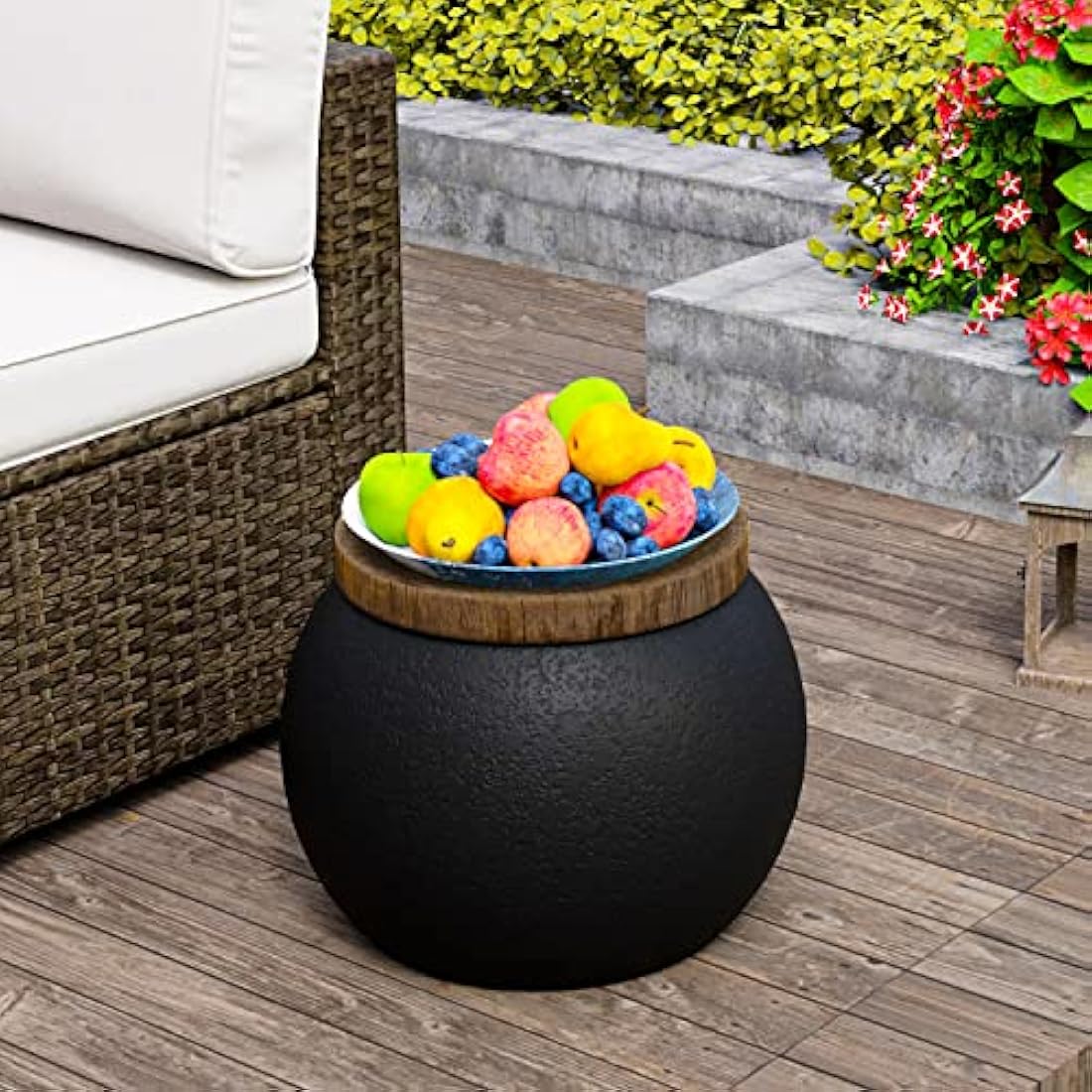 HOMPUS Side Table Modern Jar Shaped End Table, Home Décor Accent Nightstand for Living Room, Bedroom, Balcony or Outdoor, No Assembly