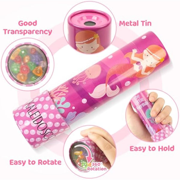 D-FantiX Classic Tin Kaleidoscope, 2 Pack Kaleidoscope for Kids Boys Girls, Retro Toys Educational Toys with Metal Body, Boys Girls Birthday Party Gift, Goodie Bags, Party Favors for Kids(Style 1)