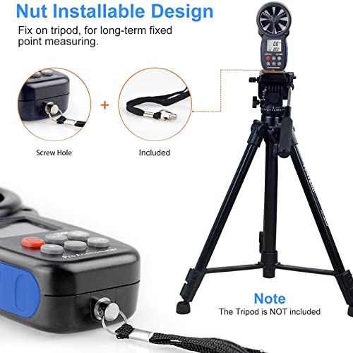 Digital Wind Speed Anemometer Handheld, Kethvoz Windspeed Gauge with Wind Chill Sensor to Measure Air Flow Velocity Temp w/MAX/MIN/AVG, for Drone Fly Climbing Windsurfing Sailing HVAC KE-866B