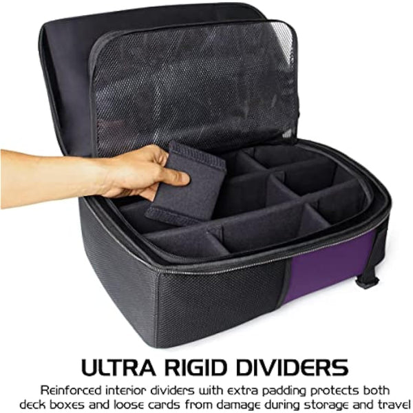 ENHANCE MTG Backpack - Collector's Edition TCG Backpack for Deck Boxes, Sleeved Cards, Playmats, MTG Accessories - Customizable Card Organization with Built-in Defender Screen (Dragon Purple)