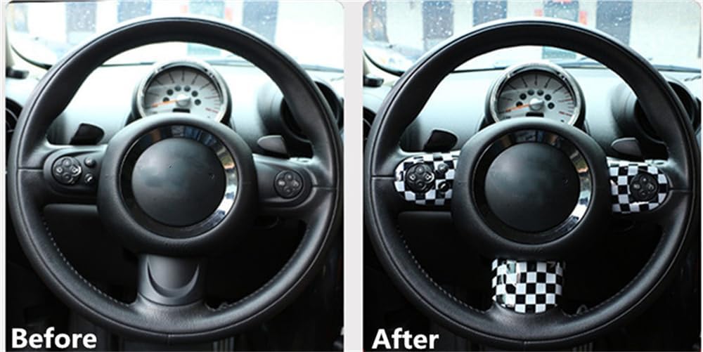 ABS Plastic Steering Wheel Decoration Trim Shell Sticker for Mini Cooper R55 Clubman R56 HatchBack R57 Convertible R58 Coupe R59 Roadster R60 Countryman R61 Paceman 2006~2016 B (Union Jack Gray)