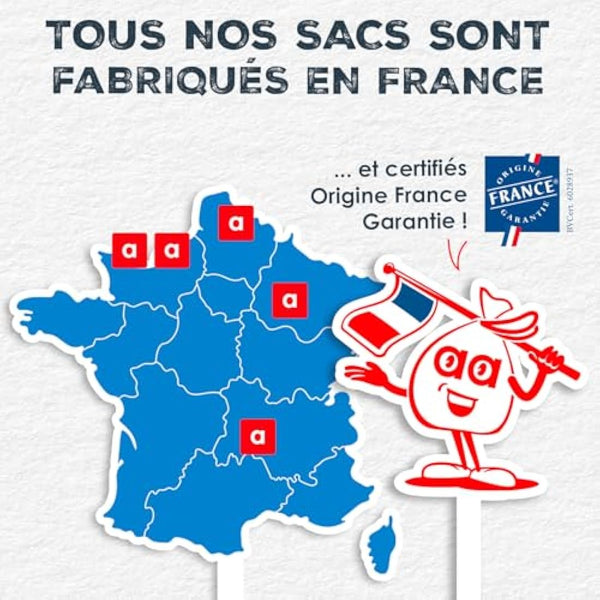 Alfapac - Bin Liners with Drawstring - Heavy Duty - Recyclable Packaging Sorting (excluding Glass) - 76% Recycled and 15% Vegetable - Made in France - 10 x 50L, Green