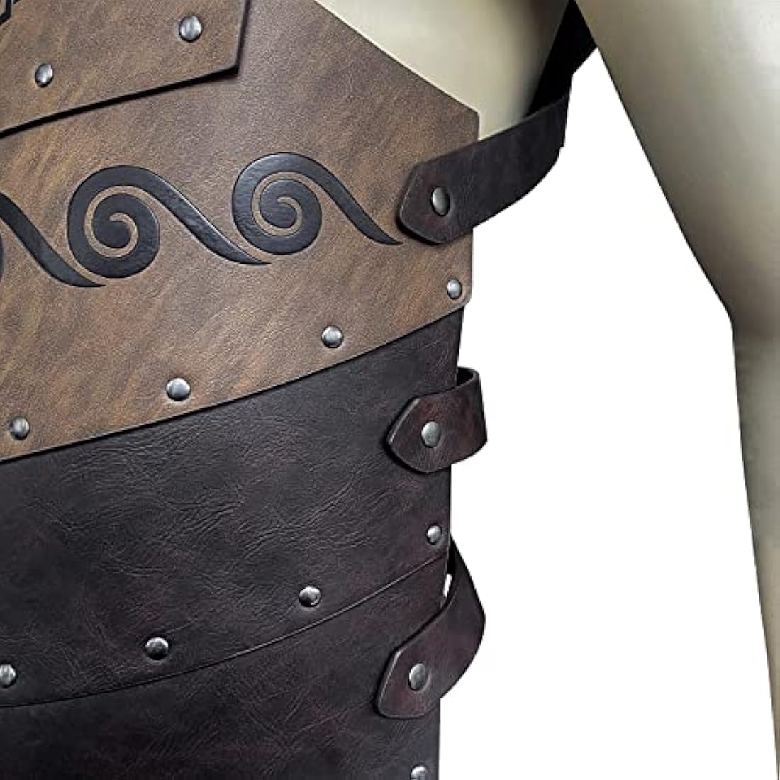HiiFeuer Viking Faux Leather Embossed Langskip Chest Armor, Retro Medieval Knight Leather Armor for LARP/Cosplay (Brown B)