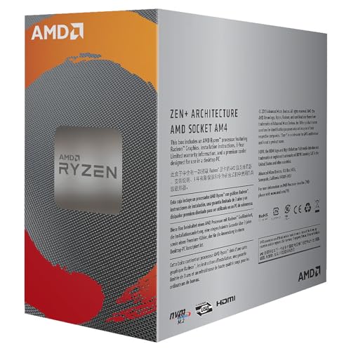 AMD Ryzensets 3 3200G processor (Radeon Vega 8 integrated GPU, 4 cores/4 threads, 65W TDP, AM4 socket, 6MB Cache, up to 4.0 Ghz max boost frequency , wraith stealth cooler)